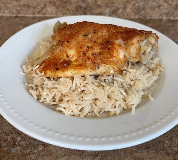 Baked Chicken Thighs and Rice